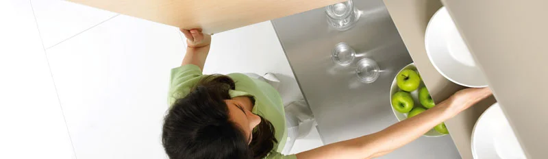 Femeie inventariind lucrurile din bucataria sa Femeie inventariind lucrurile din bucataria sa