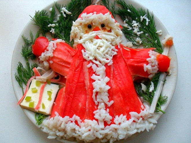 Decorații de salată de crab pentru noul an