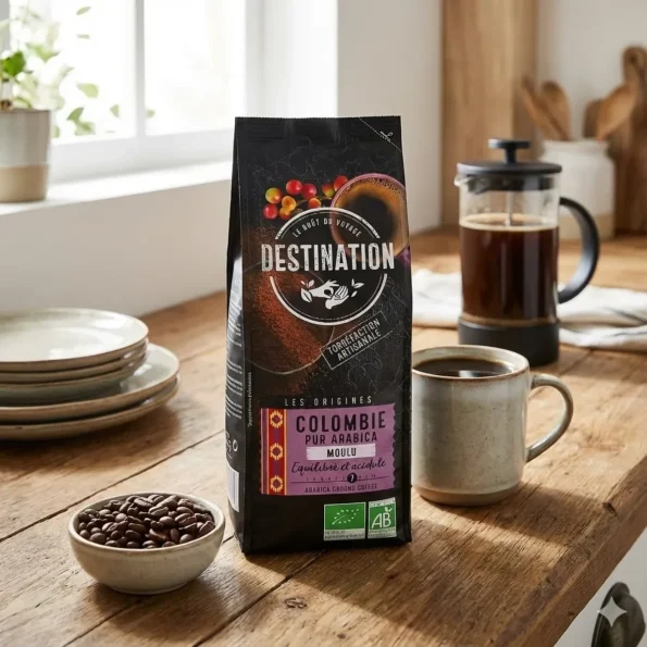 Cafea măcinată, Arabica Columbia Bio, cultivată organic, 250g, Destination - Băuturi naturale sucuri
