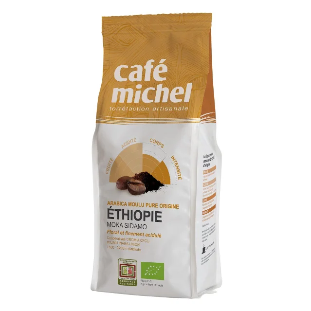 Cafea arabica măcinată 100 % moka guji ethiopia Fair Trade BIO 250 g - Cafe Michel