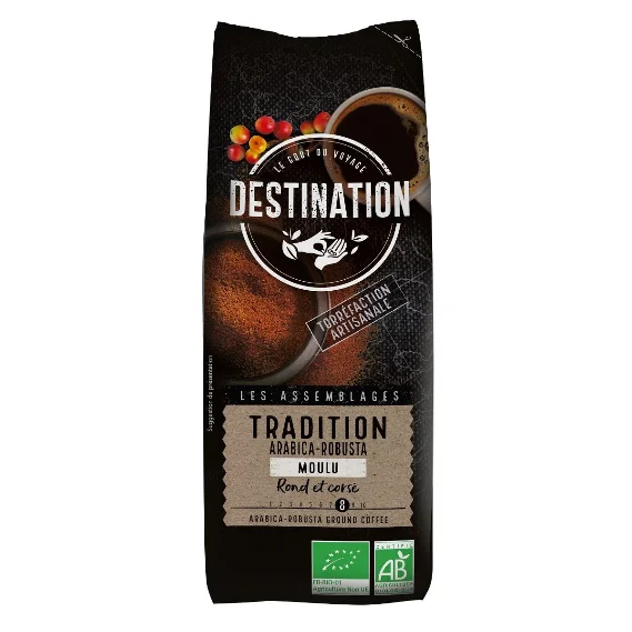 Cafea tradițională arabica/rousta măcinată BIO 250 g destitation - Destination
