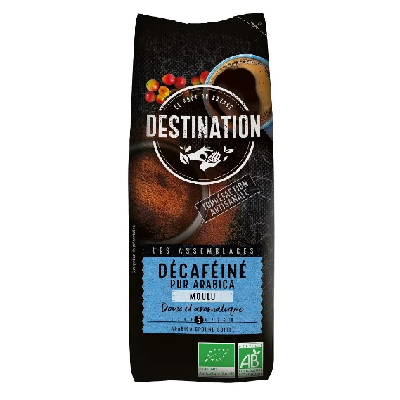 Cafea arabica decofeinizată 100% BIO măcinată 250 g - Destination