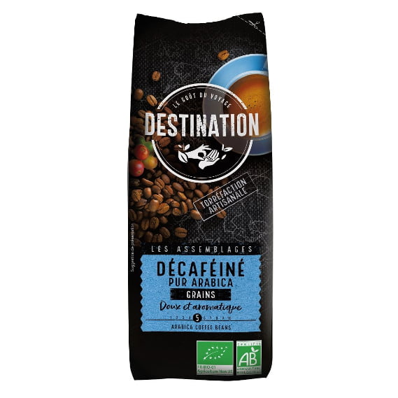 Cafea arabica decofeinizată 100% bio boabe 250 g – destination