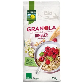 Granola bio zmeură, zahăr redus, Bohlsener Muehle, 350g