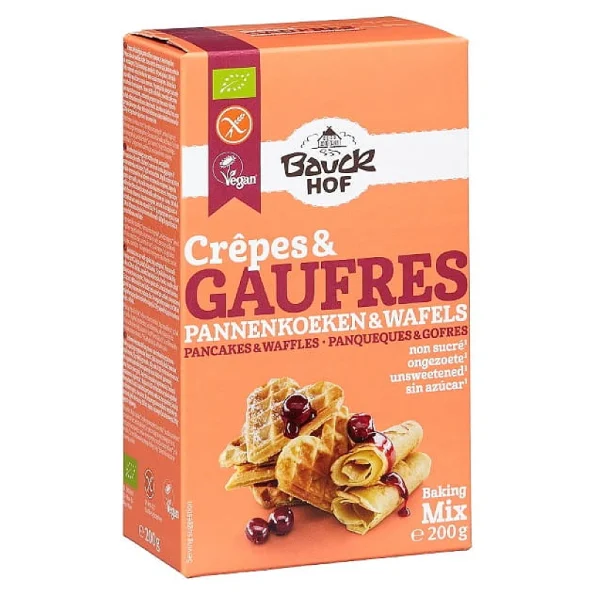 Amestec pentru clatite si wafe fara gluten Bio 200 g Bauck Hof