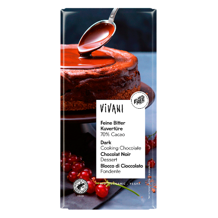 Ciocolată de acoperire vegană de gătit amară BIO 200 g - Vivani