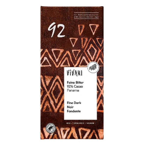 Ciocolată amăruie, Bio, 92% cacao, Vivani, 80 g