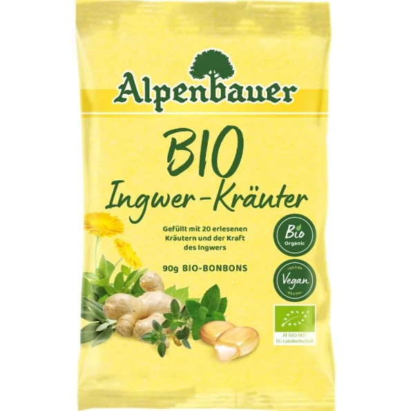 Bomboane ghimbir, ierburi Bio, Alpenbauer, 90g