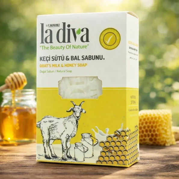Săpun natural solid cu lapte de capră și miere, La Diva, 100g
