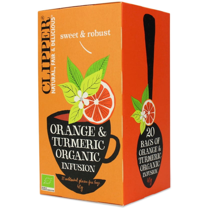Ceai cu turmeric și coajă de portocală bio (20 x 2 g) 40 g - clipper