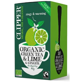 Ceai verde cu lamaie si ghimbir Bio Fair Trade Clipper (20 x 2 g) 40 g