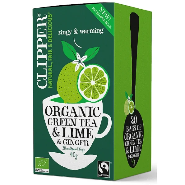 Ceai verde cu lamaie si ghimbir Bio Fair Trade Clipper (20 x 2 g) 40 g