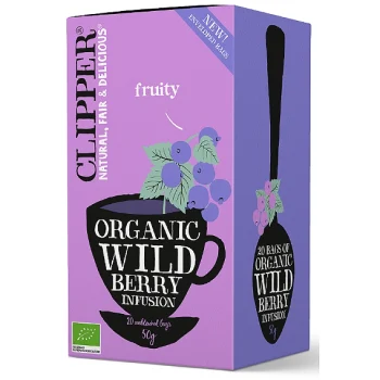 Ceai de coacaze negre si zmeura, bio, fara cofeina, Clipper, 50g