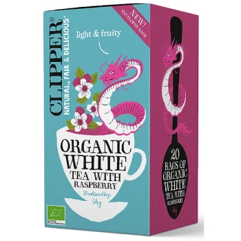 Ceai alb cu zmeura, organic, antioxidant, revigorant, Clipper, 20 plicuri