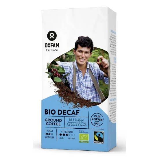 Cafea măcinată decofeinizată arabica/rousta din Fair Trade BIO 250 g - Oxfam Fair Trade