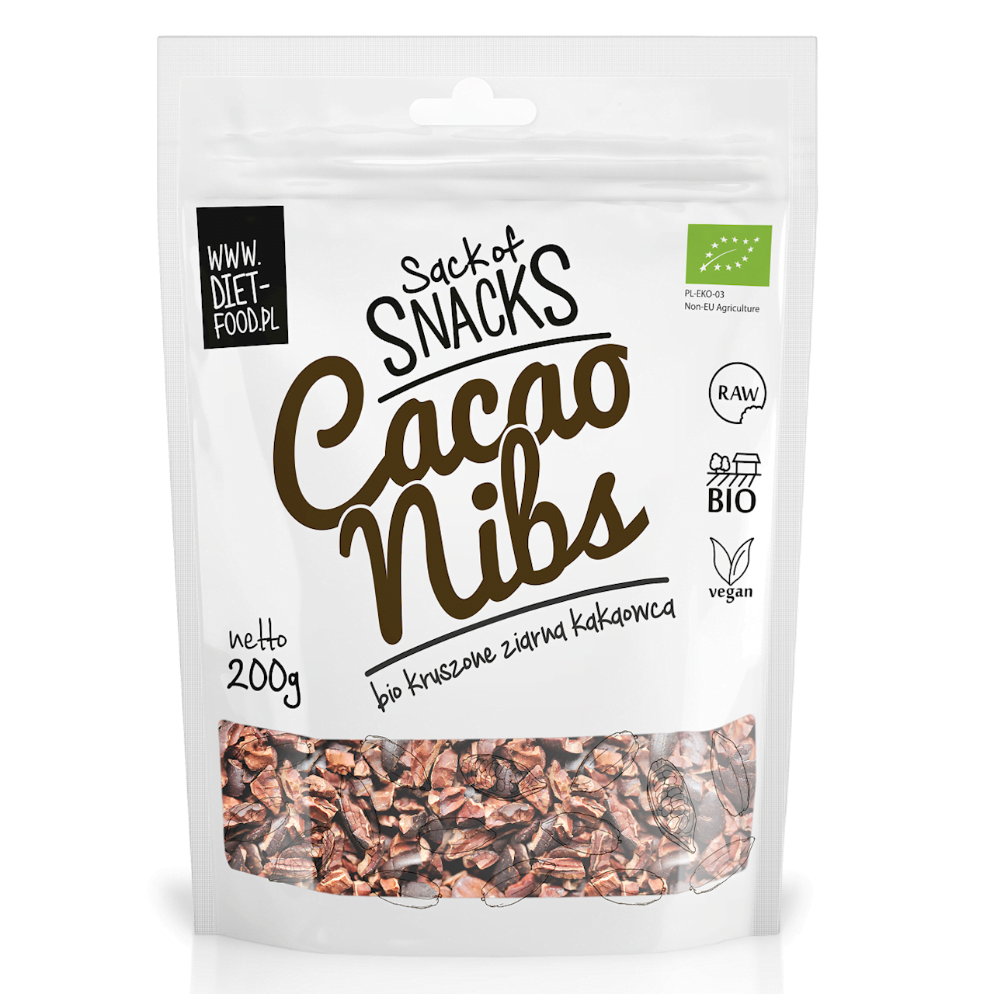 Boabe de cacao zdrobite BIO 200 g - Diet-Food