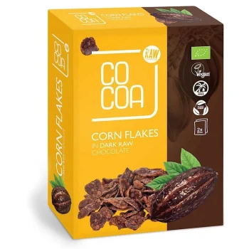 Fulgi porumb acoperiti ciocolata neagra Bio, Cocoa, 200g