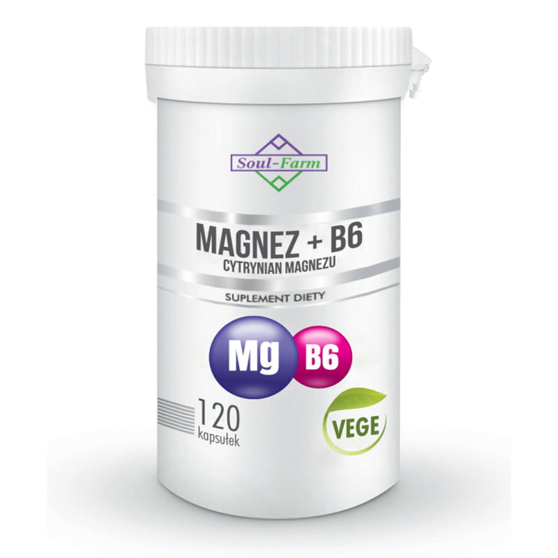 Magneziu si Vitamina B6 120 capsule (97,5 mg + 1,4 mg) Soul Farm