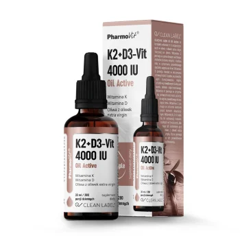 Vitamina K2 si D3 picaturi, Oil Active, imbunatateste oasele, Pharmovit, 30 ml