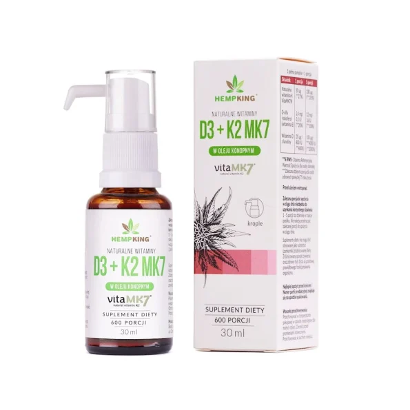 Vitamina D3 + K2 MK7 Bio, ulei de canepa, Hempking, 30 ml