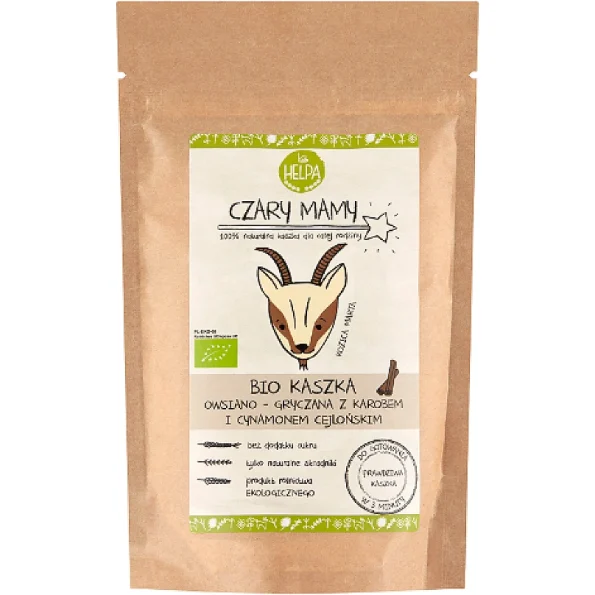 Terci de ovaz si hrisca cu carob si scortisoara de Ceylon BIO 200 g - Helpa Terci organic hrănitor, ovăz, hrișcă, roșcove, scorțișoară Ceylon, 200g