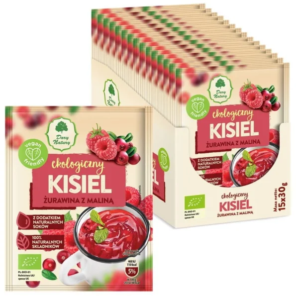 Kissel afine și zmeură Bio, fără gluten, Dary Natury, 30 g