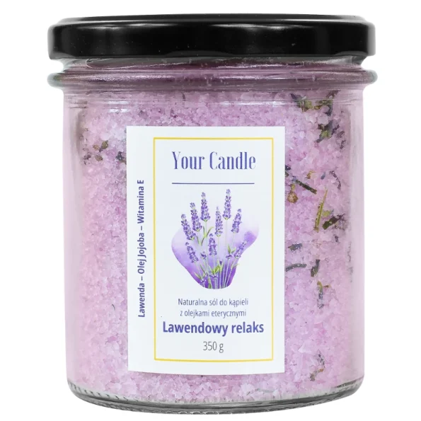 Sare de baie naturala cu uleiuri esentiale lavanda relaxare 350 g - Your Candle Sare de baie cu lavandă, relaxare spa, minerale, Your Candle, 350g