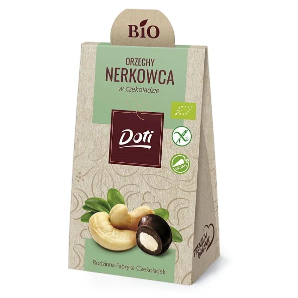 Nuci de caju cu ciocolată neagră, fără gluten, Bio, Doti, 50g