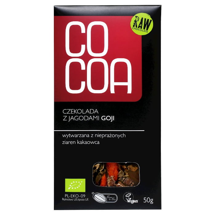 Ciocolată crudă cu fructe de goji BIO 50 g - Cocoa