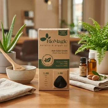 Vopsea de păr Biomagic 1.00, negru intens, fără amoniac, 250 g - Produse cosmetice