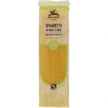Spaghete din porumb și orez, fără gluten, organice Alce Nero, 250g