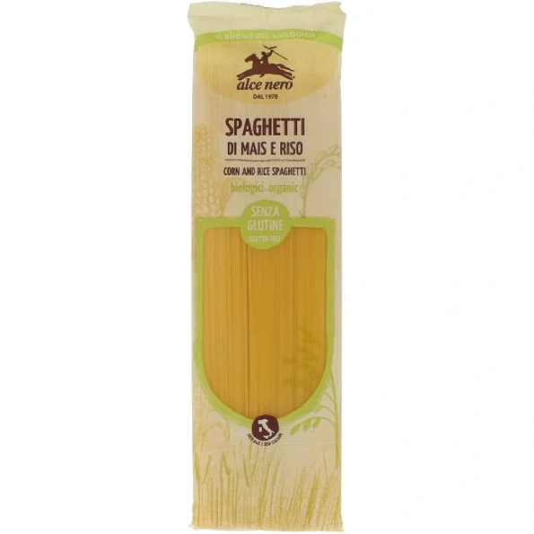 Spaghete din porumb și orez, fără gluten, organice Alce Nero, 250g