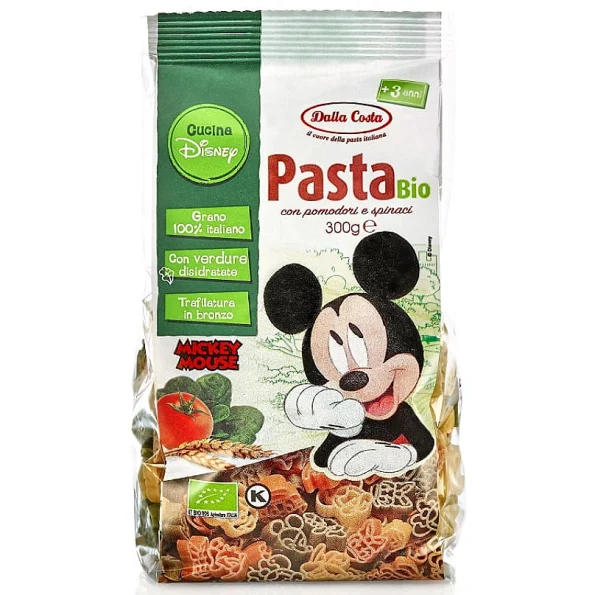 Paste tricolore Mickey Bio Dalla Costa, semola grâu dur, 300 g