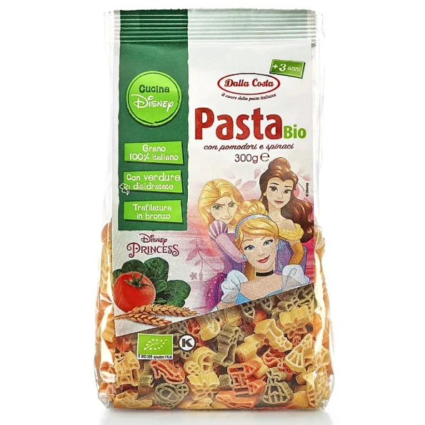 Paste tricolore bio Disney Princess, grâu dur, Dalla Costa, 300 g