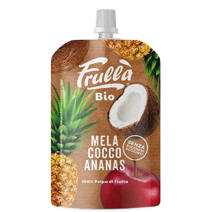 Piure de fructe mere ananas nucă de cocos fără adaos de zahăr BIO 100 g - Natura Nuova