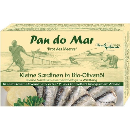 Sardine europene în ulei de măsline extravirgin BIO 120 g (90 g) - Pan Do Mar
