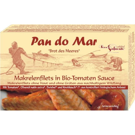 Fileuri de macrou în sos de roșii BIO 120 g (90 g) - Pan Do Mar