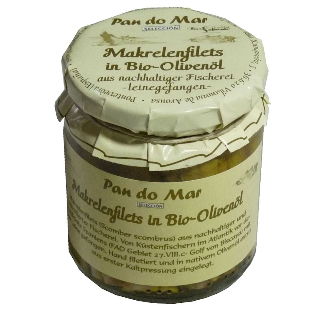 Fileuri de macrou în ulei de măsline extravirgin BIO 220 g (154 g) - Pan Do Mar