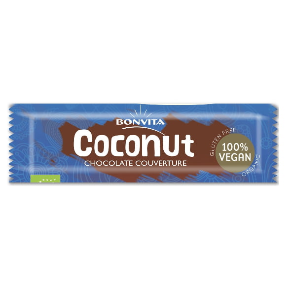Batoane umplute cu nucă de cocos și acoperite cu ciocolată fără gluten BIO 40 g - Bonvita