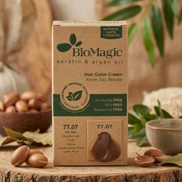 Vopsea de păr fără amoniac blond șaten, Biomagic 77.07 - Produse cosmetice