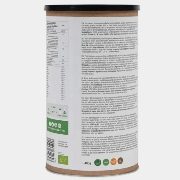 Concentrat de proteine din zer Bio 400 g Purasana