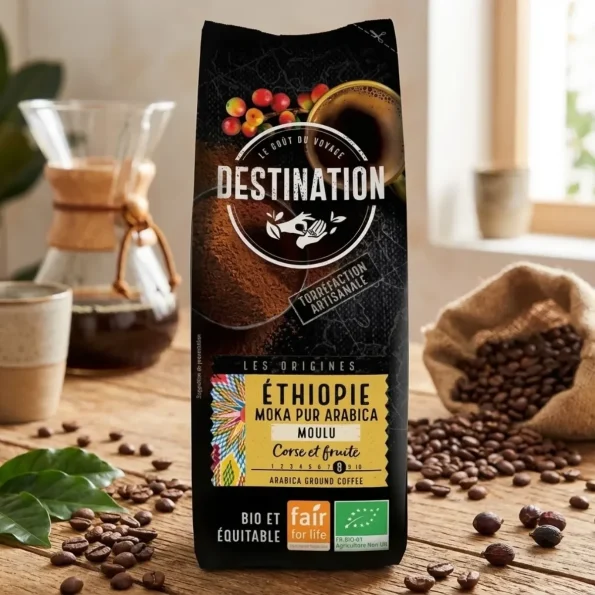 Cafea macinata, Arabica, Etiopia, bio, Fair Trade, Destination, 250 g - Cafea verde proaspăt prăjită