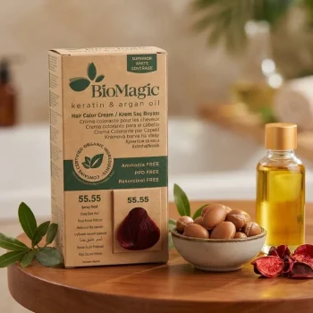 Vopsea de par Biomagic 55.55, rosu inchis intens, 250g - Produse cosmetice