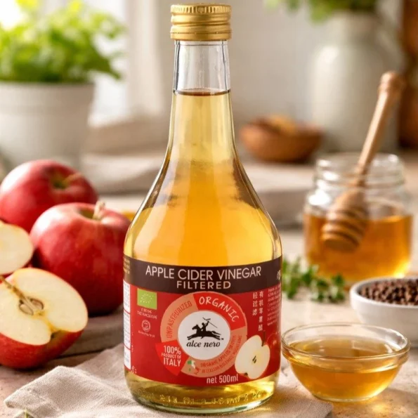 Oțet cidru mere bio filtrat 5% aciditate Alce Nero Italia 500ml