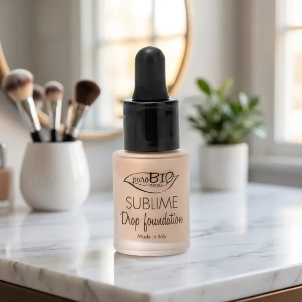 Fond de ten ultra ușor organic, Sublime Drop Foundation 01, 19g, PuroBio - Produse cosmetice