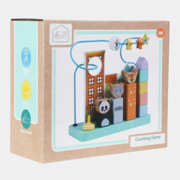 Jucarie educationala din lemn tip abac copii cu vârsta de 18 luni Sun Baby ambalaj