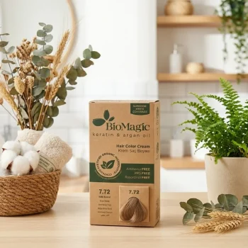 Vopsea de par bej blond fara amoniac Biomagic 7.72 250 g - Produse cosmetice