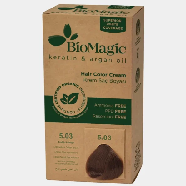 Vopsea de par Biomagic 5.03, maro auriu deschis, fara amoniac, 250g