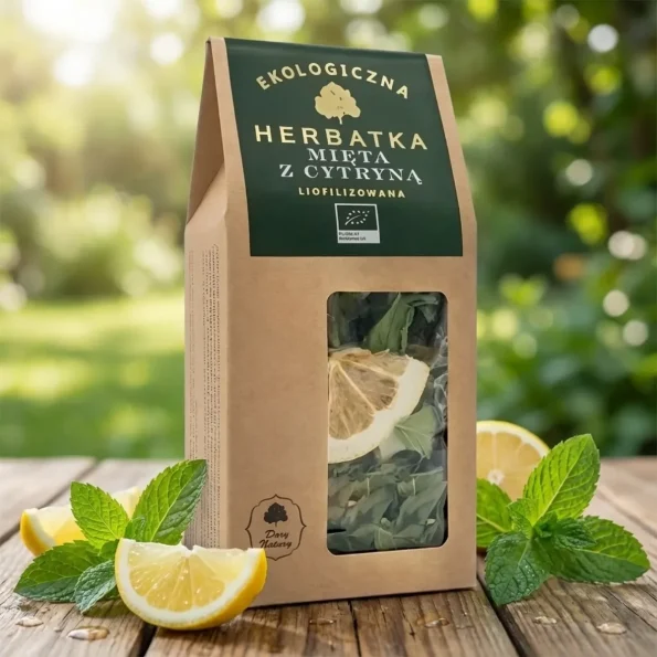 Ceai bio liofilizat, mentă, lămâie, răcoritor, Dary Natury, 100g - Vitamine si Suplimente pentru Imunitate