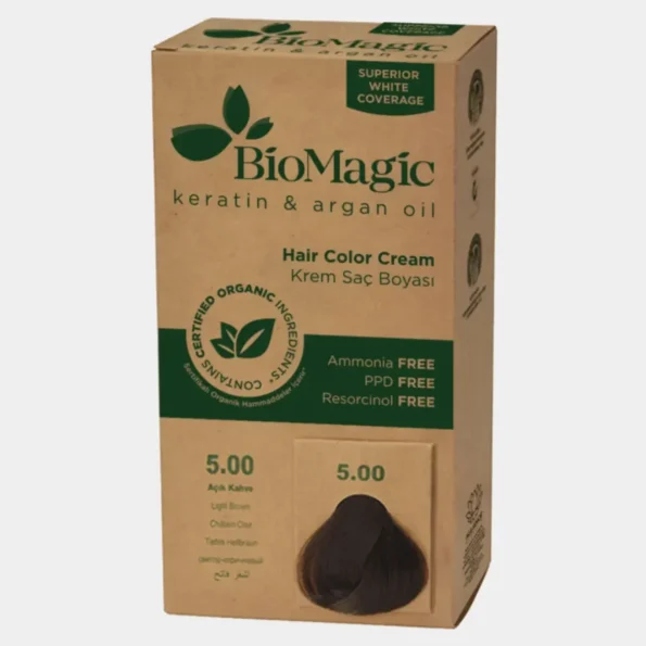 Vopsea de păr, Biomagic 5.00, fără amoniac, maro deschis, 250 g - Produse cosmetice